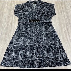 As U Wish Dress Women's Size M Black Short Sleeve Studded Adjustable Tie Back